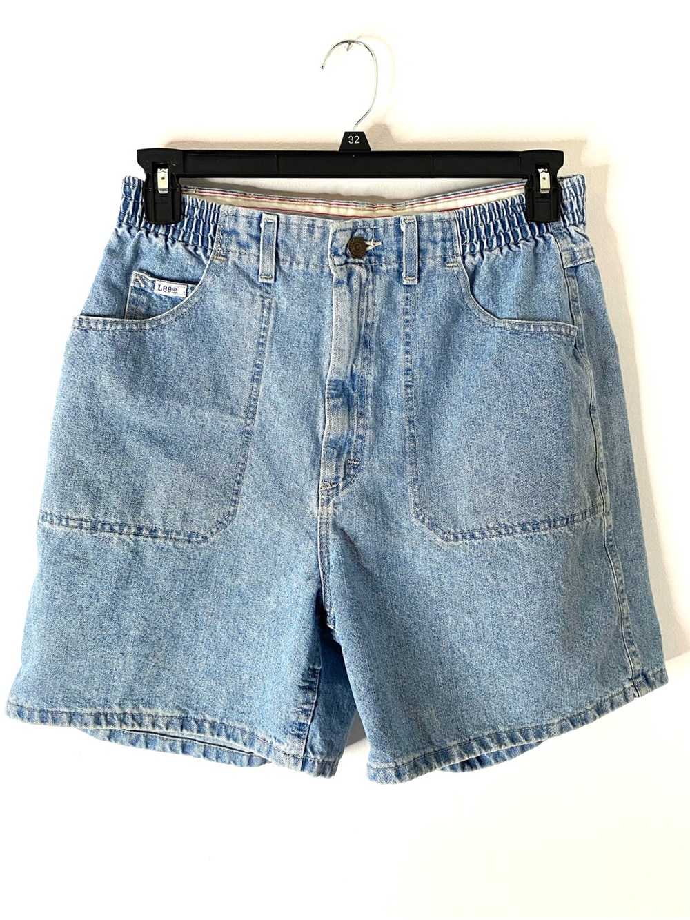 Lee Vintage High Rise Elastic Waist Denim Mom Shorts Light Wash